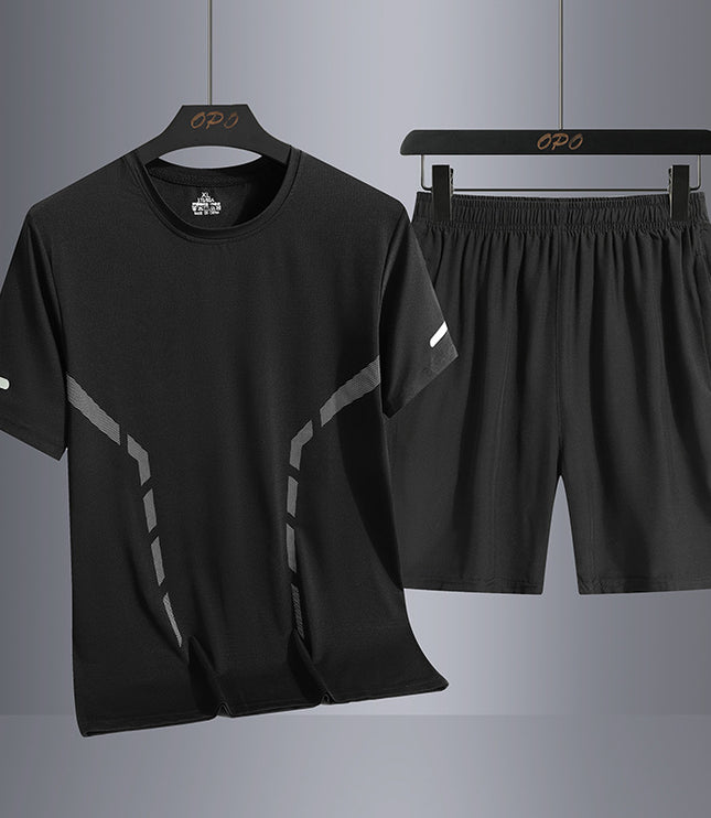 Suit Men's Quick-drying T-shirt Short Sleeve Sports Knee Length Shorts