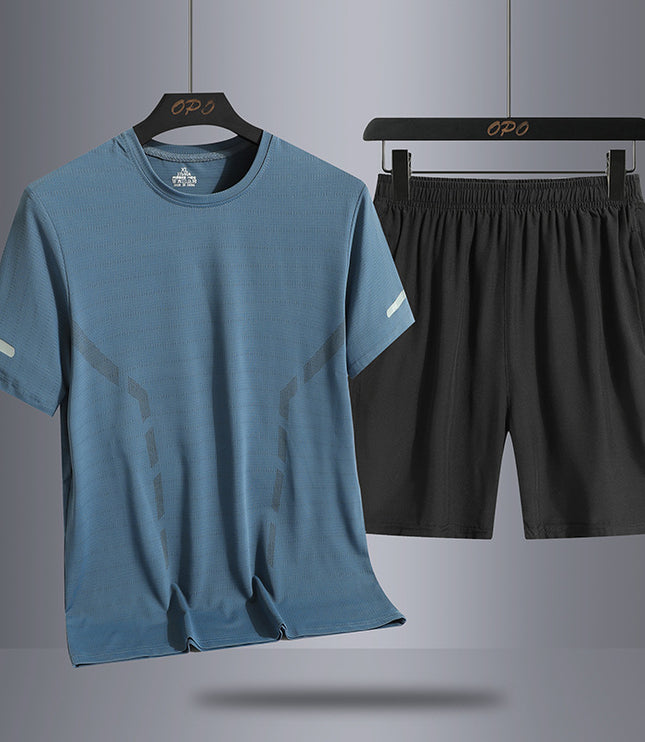 Suit Men's Quick-drying T-shirt Short Sleeve Sports Knee Length Shorts