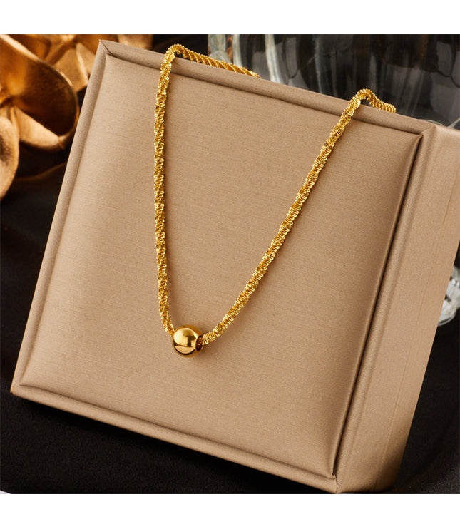 Simple Geometric Gold Necklace for Women – Titanium Steel with Large Hemp Flowers Chain

in