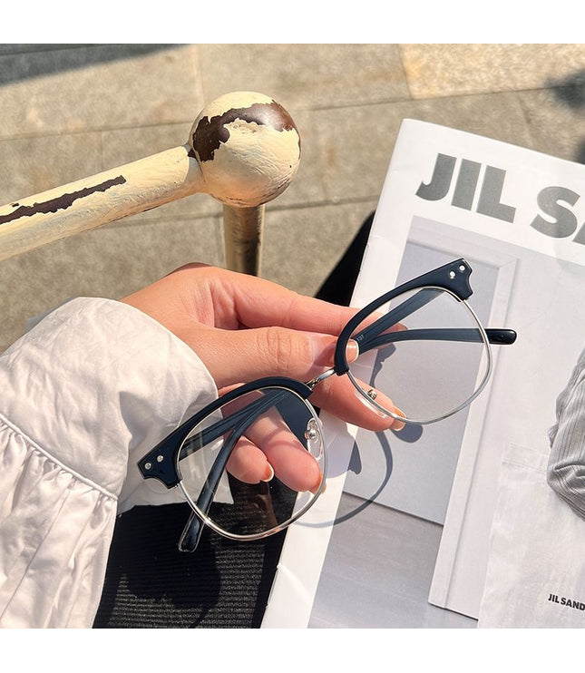 Simple Black Semi-rimless Myopia Glasses