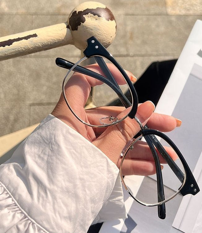 Simple Black Semi-rimless Myopia Glasses