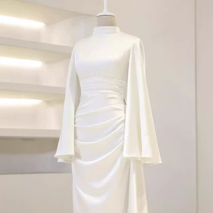 Pleated Waist Tight High Waist Slim Long Dress