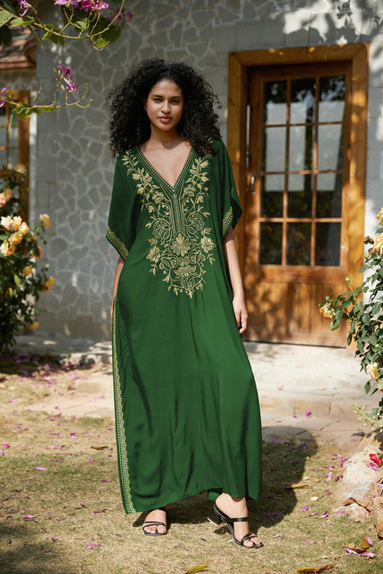 European And American Rayon Embroidered Holiday Loose Plus Size Long Dress