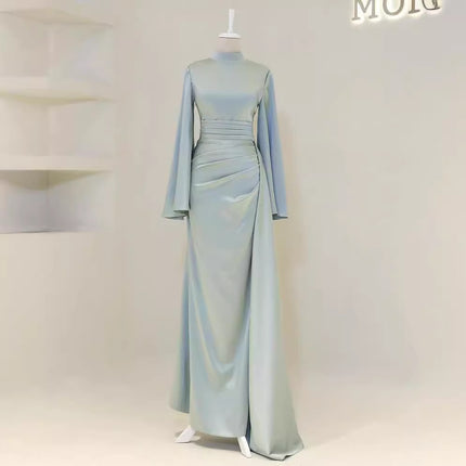 Pleated Waist Tight High Waist Slim Long Dress