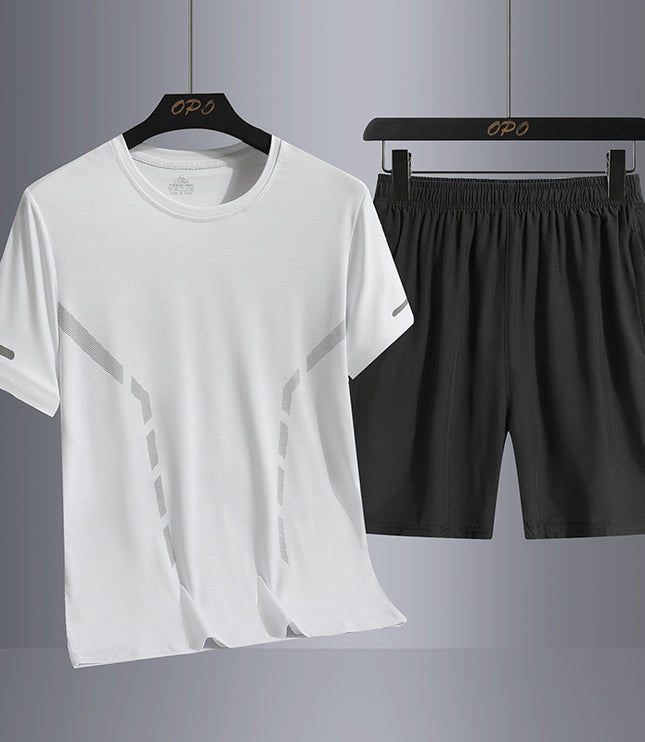 Suit Men's Quick-drying T-shirt Short Sleeve Sports Knee Length Shorts