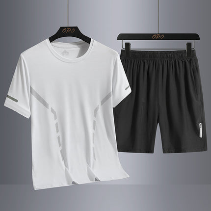 Suit Men's Quick-drying T-shirt Short Sleeve Sports Knee Length Shorts