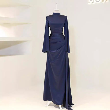 Pleated Waist Tight High Waist Slim Long Dress