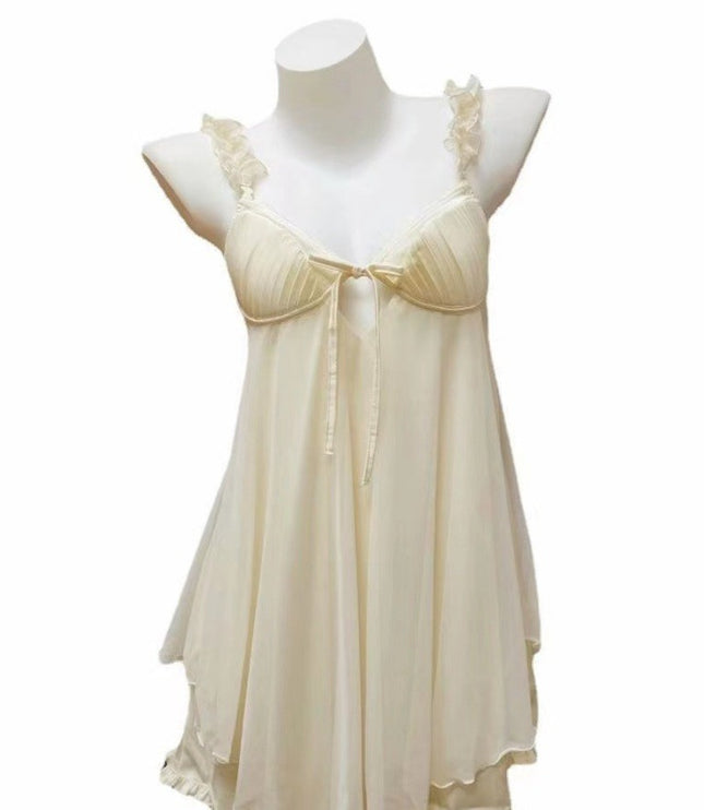 French Sexy Ice Silk Home Pajamas