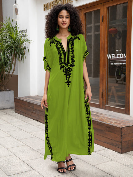 European And American Rayon Embroidered Holiday Loose Plus Size Long Dress