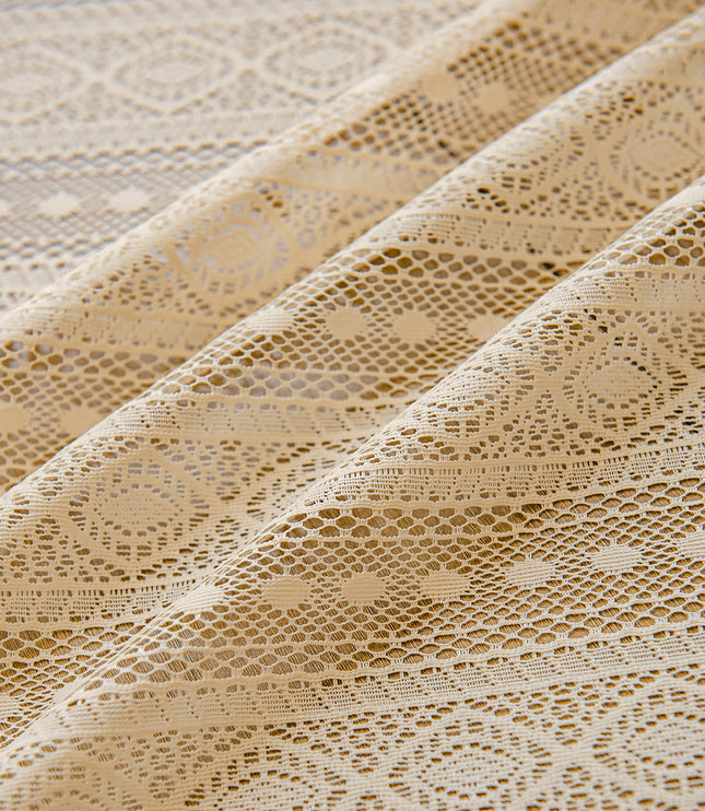 Wood Color Lace Mesh Curtains Living Room Bedroom