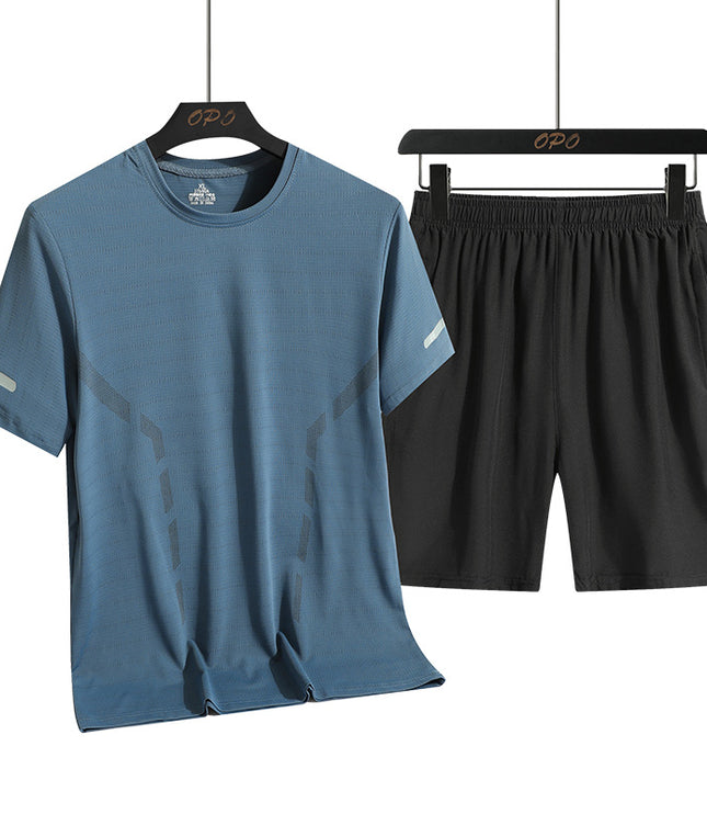 Suit Men's Quick-drying T-shirt Short Sleeve Sports Knee Length Shorts