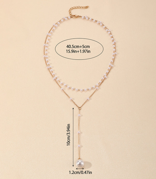 European & American Style Pearl and Alloy Geometric Necklace
