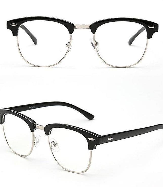Simple Black Semi-rimless Myopia Glasses