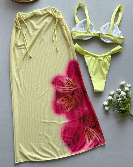 Three-piece Bikini Printed Split Women's Swimsuit Suit