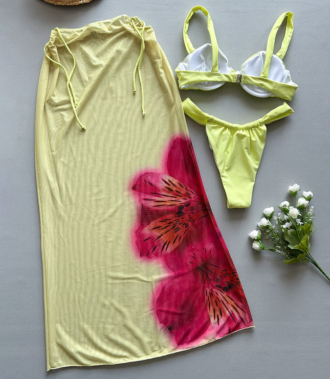 Three-piece Bikini Printed Split Women's Swimsuit Suit