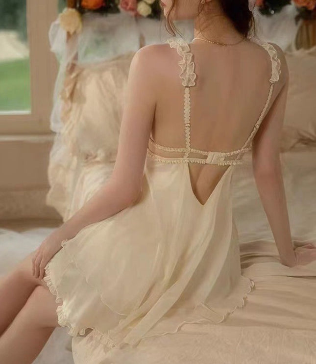 French Sexy Ice Silk Home Pajamas