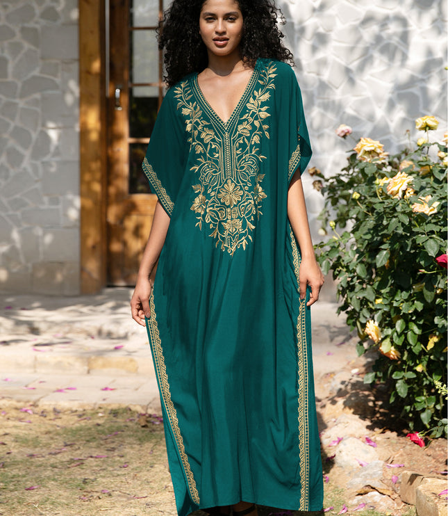 European And American Rayon Embroidered Holiday Loose Plus Size Long Dress