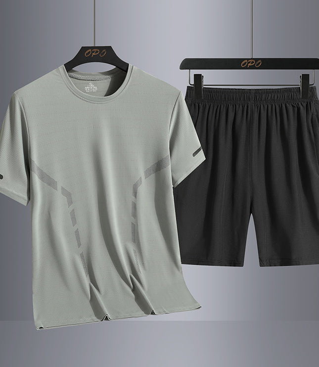 Suit Men's Quick-drying T-shirt Short Sleeve Sports Knee Length Shorts