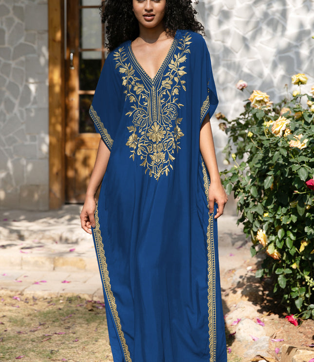 European And American Rayon Embroidered Holiday Loose Plus Size Long Dress