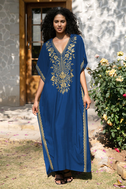 European And American Rayon Embroidered Holiday Loose Plus Size Long Dress
