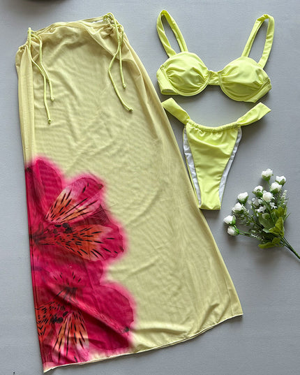 Three-piece Bikini Printed Split Women's Swimsuit Suit