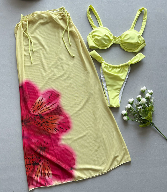 Three-piece Bikini Printed Split Women's Swimsuit Suit
