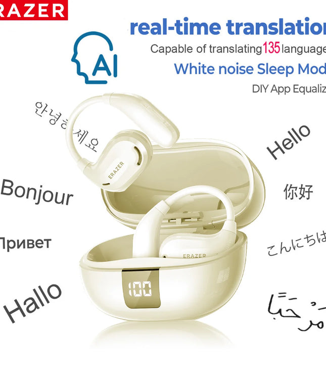 ERAZER XT66PRO Bluetooth Earphones ASMR Headsets DIY APP AI Translator Earbuds Wireless Headphones 13 Hours long life Display