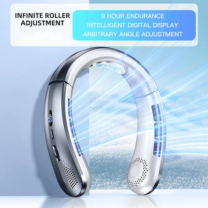 3000mAh Hanging Neck Fan Portable Bladeless Mini USB Rechargeable Mute LED Digital Display Electric Fan Summer Air Cooler New