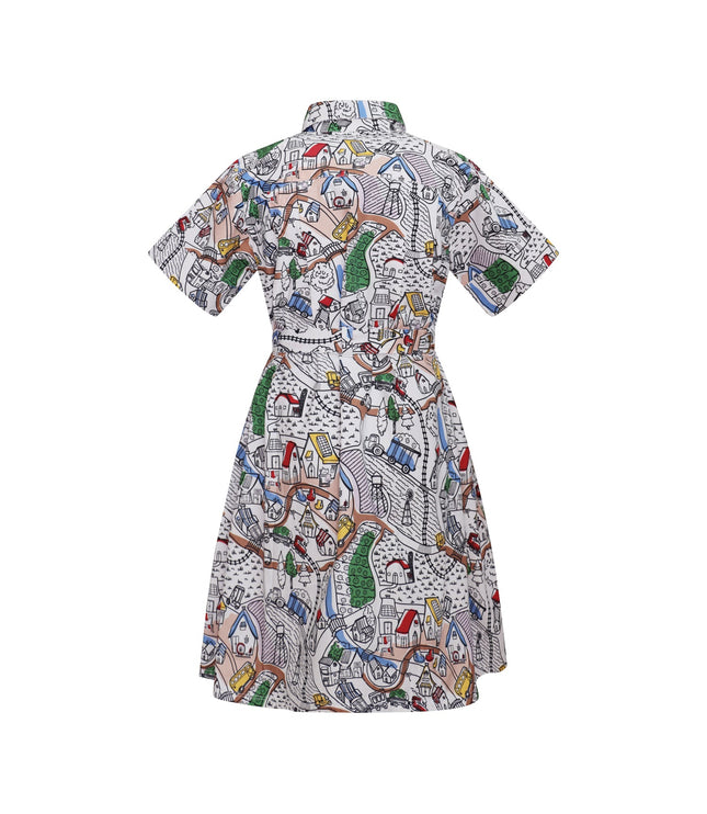Village Print Girls Summer Dress