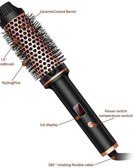 3 In 1 Ionic Hair Curler Straightener Professional Curling Iron Heated Hair Styling Brush Anti-Scald Thermal Brush Curl Wand