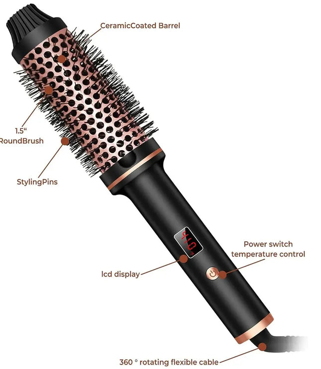 3 In 1 Ionic Hair Curler Straightener Professional Curling Iron Heated Hair Styling Brush Anti-Scald Thermal Brush Curl Wand