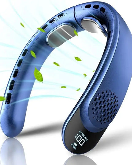 4000mAh Leafless Portable Neck Fan 3 Gears Adjustable Super Strong Wind Fast Cooling Multi-Function Digital Display Neck Fan   4