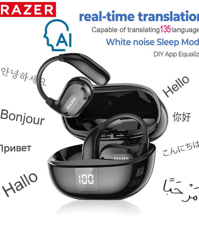 ERAZER XT66PRO Bluetooth Earphones ASMR Headsets DIY APP AI Translator Earbuds Wireless Headphones 13 Hours long life Display