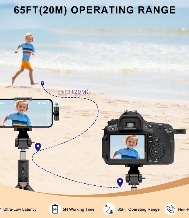 New Wireless Lavalier Microphone Portable Audio Video Recording Mini Mic for iPhone Android Live Broadcast Gaming Phone Mic