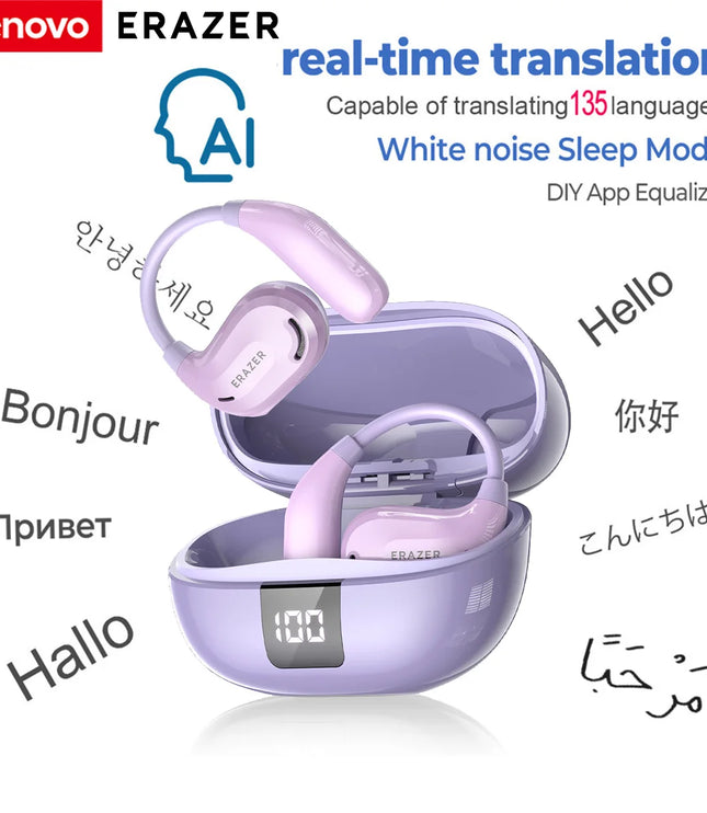 ERAZER XT66PRO Bluetooth Earphones ASMR Headsets DIY APP AI Translator Earbuds Wireless Headphones 13 Hours long life Display