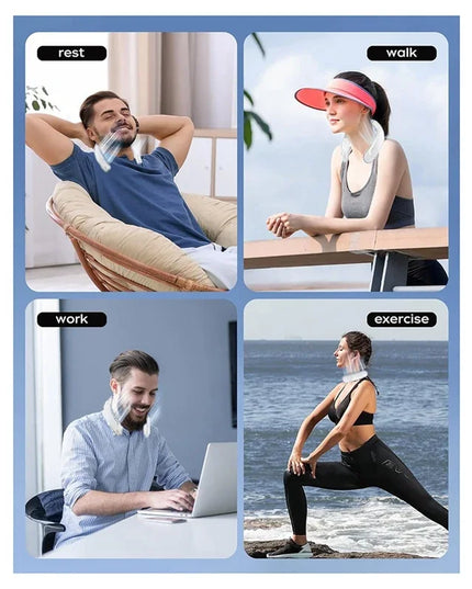 4000mAh Leafless Portable Neck Fan 3 Gears Adjustable Super Strong Wind Fast Cooling Multi-Function Digital Display Neck Fan   4