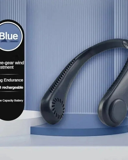 2025 Long endur New Mini Neck Mounted Fan Portable Bladeless Neck Rechargeable Air Cooler 3 Speed Mini Summer Sports Fan Outdoor