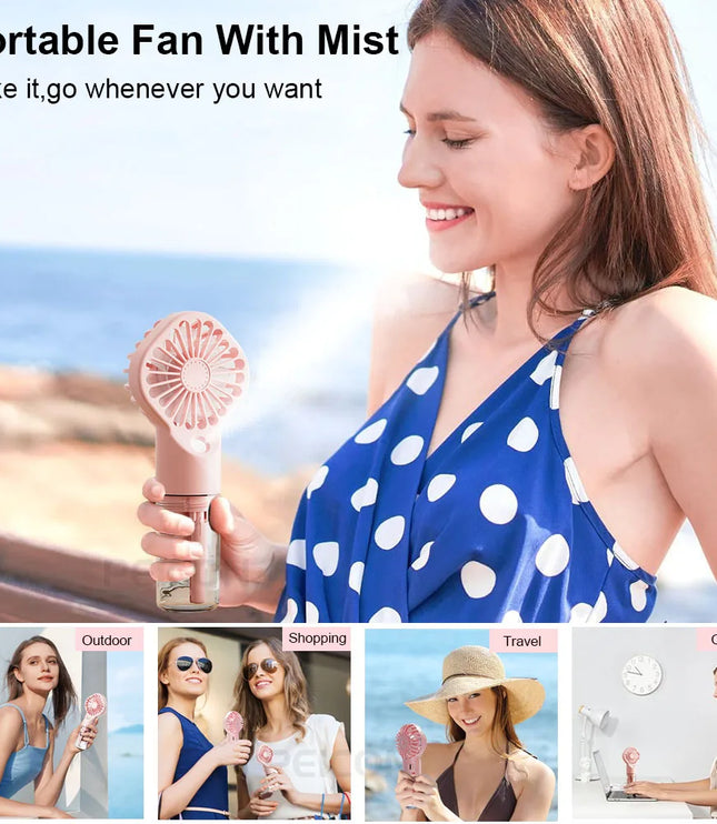 Portable Humidifier Fan Mini Handheld Mist Fan Portable USB Rechargeable Handheld Fan with Humidifier Mini Water Spray Hand Fan