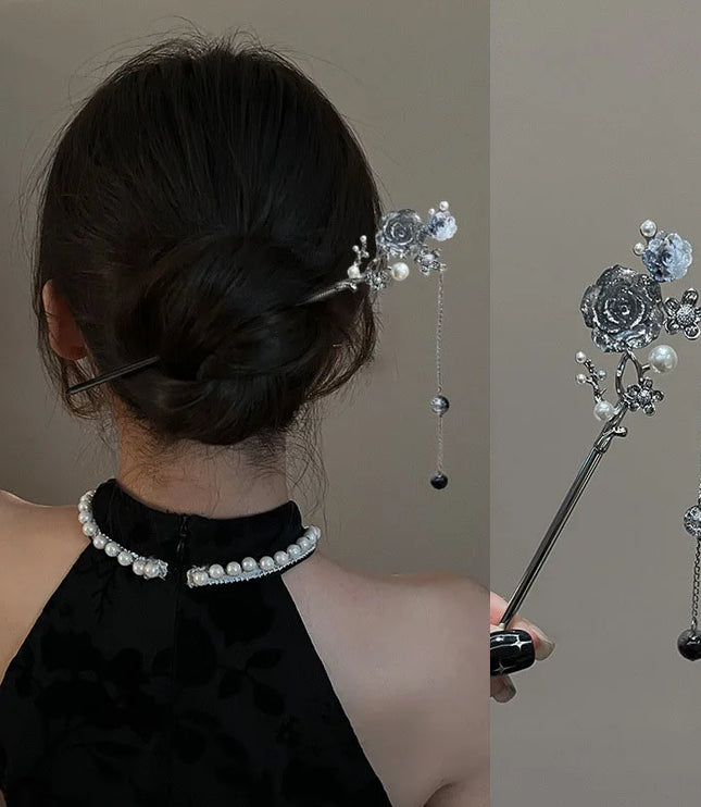 Chinese Style Hairpintassel Hairpins Vintage Butterfly Flower Temperament Elegan Hair Flower Tasse Chinese Hanfu Accessories