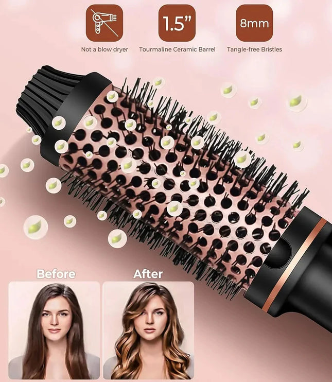 3 In 1 Ionic Hair Curler Straightener Professional Curling Iron Heated Hair Styling Brush Anti-Scald Thermal Brush Curl Wand