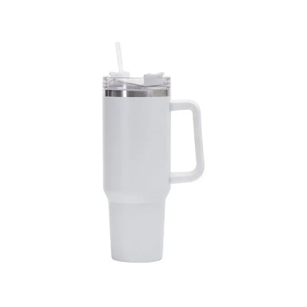 40oz Stainless Steel Car Cup Large Capacity Water Cup with Handle and Straw Double-walled Insulated Travel Mug Holiday Gifts