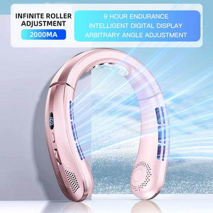 3000mAh Hanging Neck Fan Portable Bladeless Mini USB Rechargeable Mute LED Digital Display Electric Fan Summer Air Cooler New