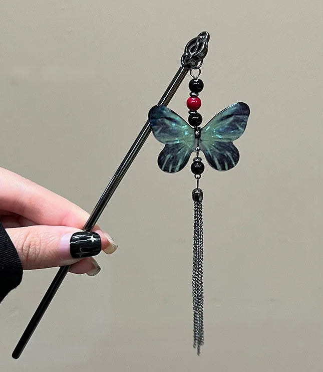 Chinese Style Hairpintassel Hairpins Vintage Butterfly Flower Temperament Elegan Hair Flower Tasse Chinese Hanfu Accessories