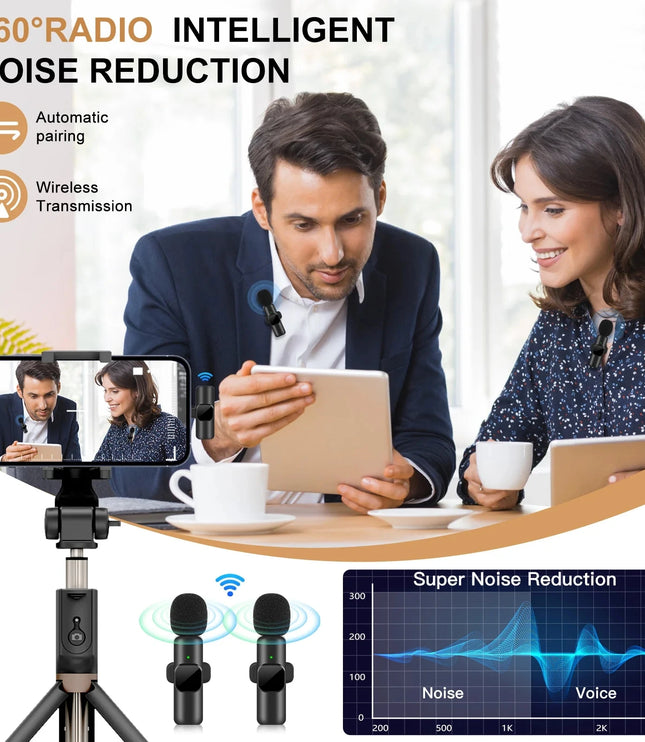 New Wireless Lavalier Microphone Portable Audio Video Recording Mini Mic for iPhone Android Live Broadcast Gaming Phone Mic