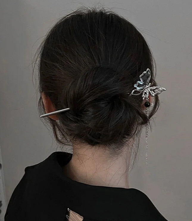 Chinese Style Hairpintassel Hairpins Vintage Butterfly Flower Temperament Elegan Hair Flower Tasse Chinese Hanfu Accessories