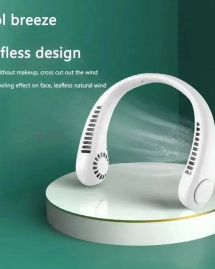2025 Long endur New Mini Neck Mounted Fan Portable Bladeless Neck Rechargeable Air Cooler 3 Speed Mini Summer Sports Fan Outdoor