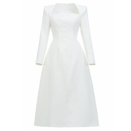 White Simple Dress Bride Toasts Bridesmaids