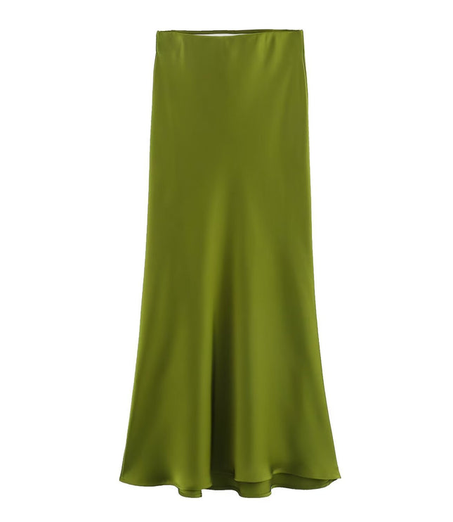 Women's Fashionable Silk Satin High Waist Skirt