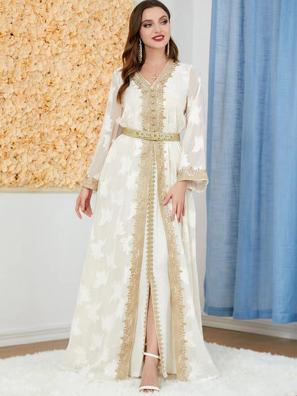 New National Style Embroidered V-neck Elegant Temperament Dress