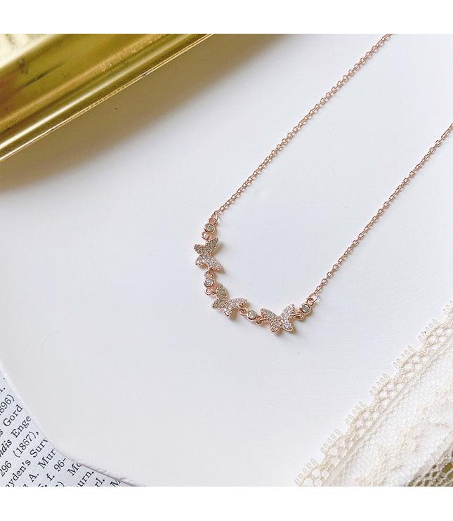 Mixed Gem Pendant Necklace – Adjustable Cross Chain in Platinum or Rose Gold